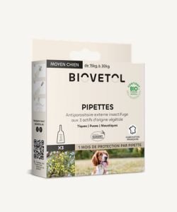 Pipettes antiparasitaires chien moyen 3ml (x3) Bio BIO, 3 pièces